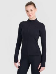 4F Bluza treningowa slim szybkoschnąca damska - czarna XS. Czarne bluzy sportowe 4f, xs, bez wzorów, bez kaptura. W wyprzedaży za 139.99 zł.