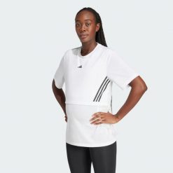 Koszulka Maternity. Białe bluzki Adidas, l, bez wzorów, sportowe, bez kołnierzyka, moda ciążowa, bez ramiączek. Za 199.00 zł.