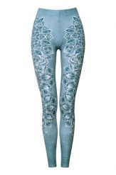 Legginsy sportowe damskie DEEP TRIP Aqua. Niebieskie legginsy DEEP TRIP, l, z aplikacjami, z elastanu, z podwyższonym stanem. Za 179.00 zł.