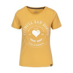 Koszulka damskie Pitbull Heartie. Żółte koszulki sportowe PITBULL, bez wzorów, bez ramiączek. Za 64.99 zł.