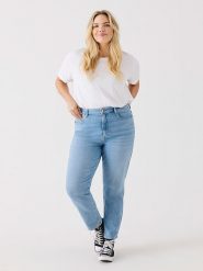 ONLY Carmakoma Dżinsy - Regular fit - w kolorze błękitnym rozmiar: 42/L32. Niebieskie jeansy Only Carmakoma, l, z aplikacjami, z podwyższonym stanem. Za 92.42 zł.