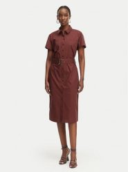 Patrizia Pepe Sukienka koszulowa 2A3067/A9B9-B887 Brązowy ciemny Regular Fit. Brązowe sukienki Patrizia Pepe, bez wzorów, z bawełny, bez kołnierzyka, bez ramiączek, koszulowe. Za 1,389.00 zł.