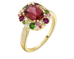 Pierścionek z żółtego złota z brylantami, kamieniami ozdobnymi i szlachetnymi - próba 585. Żółte pierścionki Apart, z brylantem, złote. Za 7,190.00 zł.