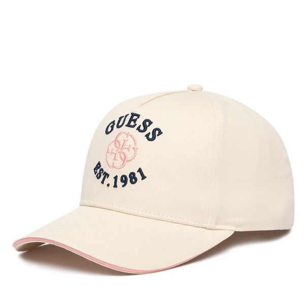 Czapka z daszkiem Guess. Brązowe czapki Guess, z aplikacjami. Za 159.99 zł.