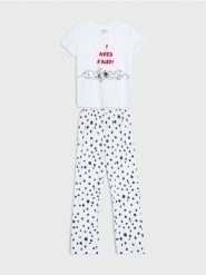 Bawełniana piżama dwuczęściowa 101 Dalmatians - biały. Białe piżamy Sinsay, bez wzorów, z bawełny, bez ramiączek. Za 59.99 zł.