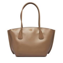 Torebka Calvin Klein. Brązowe shopper Calvin Klein, bez wzorów, bez dodatków. Za 649.99 zł.