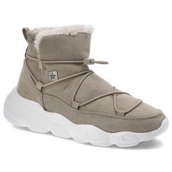 Beżowe Botki Big Star Damskie Ocieplane Buty. Brązowe botki Big Star, bez wzorów, bez obcasa, bez zapięcia. Za 179.00 zł.