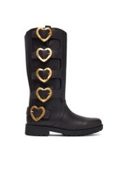 LOVE MOSCHINO Kozaki JA26134G0PIJ0317 Brązowy ciemny. Brązowe kozaki Love Moschino, ze skóry, bez obcasa, na płaskiej podeszwie, bez zapięcia. Za 1,669.00 zł.