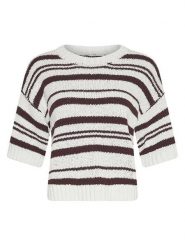 MOSS COPENHAGEN Sweter "Hannalie" w kolorze brązowo-kremowym rozmiar: L/XL. Brązowe swetry Moss Copenhagen, l, bez wzorów, z bawełny, bez ramiączek. Za 180.49 zł.