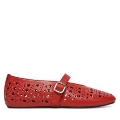 Baleriny Badura. Czerwone baleriny Badura, bez wzorów, bez obcasa. Za 279.99 zł.