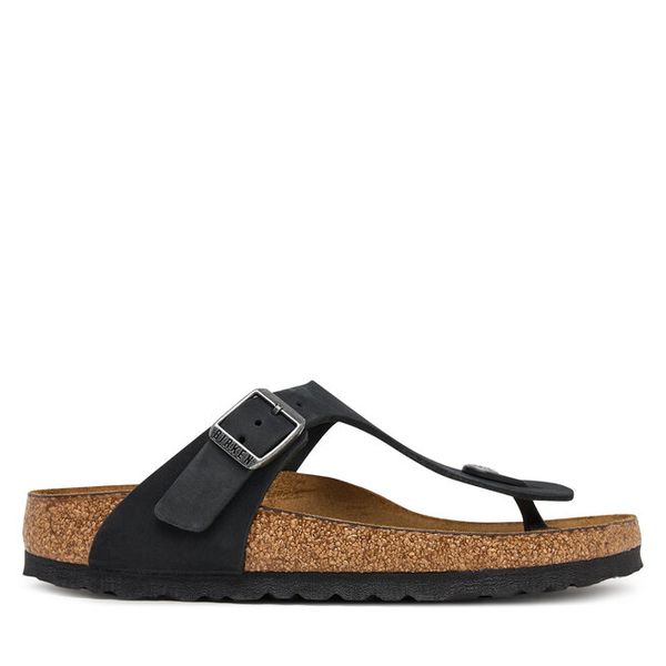 Japonki Birkenstock. Czarne klapki Birkenstock, bez wzorów, bez obcasa. Za 499.99 zł.