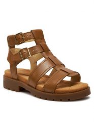 Clarks Sandały Orinoco Cove 26176320 Brązowy. Brązowe sandały Clarks, bez wzorów, ze skóry, bez obcasa, na płaskiej podeszwie, bez zapięcia. Za 299.99 zł.