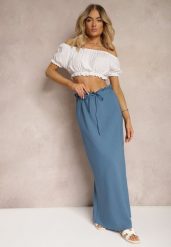 Niebieska Spódnica z Gumką w Talii Tiamantee. Niebieskie spódnice Renee, na lato, l, bez wzorów, z materiału, maxi. W wyprzedaży za 67.99 zł.