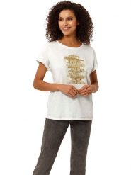 Heine Koszulka w kolorze kremowym rozmiar: 36. Brązowe bluzki Heine, bez wzorów, bez kołnierzyka, bez ramiączek. Za 34.99 zł.