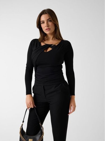 Marciano Guess Bluzka 6RGP06 6257A Czarny Slim Fit. Czarne bluzki Marciano Guess, xl, z aplikacjami, z syntetyku, bez kołnierzyka, bez ramiączek. Za 559.99 zł.