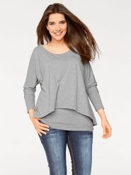 Heine Koszulka w kolorze szarym rozmiar: 34. Szare bluzki Heine, bez wzorów, bez kołnierzyka, bez ramiączek. Za 126.99 zł.