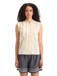 Scotch & Soda Top w kolorze kremowym rozmiar: 36. Brązowe topy Scotch & Soda, bez wzorów, z bawełny, bez kołnierzyka, bez ramiączek. Za 152.98 zł.