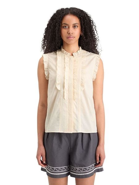 Scotch & Soda Top w kolorze kremowym rozmiar: 40. Brązowe topy Scotch & Soda, bez wzorów, z bawełny, bez kołnierzyka, bez ramiączek. Za 166.10 zł.