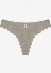 Szare Bawełniane Majtki Stringi z Prążkowanej Tkaniny Eziane. Szare stringi Born2be, bez wzorów, z bawełny. Za 9.99 zł.