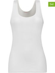 COTONELLA Topy (2 szt.) w kolorze białym rozmiar: L. Białe topy COTONELLA, l, bez wzorów, z bawełny, bez kołnierzyka, bez ramiączek. Za 52.42 zł.