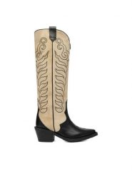 Badura Kowbojki EO-BAYLOR-5033-25 Beżowy. Brązowe kozaki Badura, ze skóry, bez obcasa, na słupku, bez zapięcia. Za 629.99 zł.