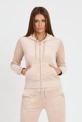 JUICY COUTURE Beżowa bluza Robertson Hoodie. Brązowe bluzy Juicy Couture, s, bez wzorów, bez kaptura. W wyprzedaży za 259.99 zł.