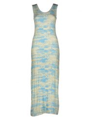 Miss goodlife Sukienka "Summer" w kolorze błękitno-jasnożółtym rozmiar: XL. Niebieskie sukienki miss goodlife, xl, bez wzorów, z bawełny, bez kołnierzyka, bez ramiączek, maxi. Za 172.49 zł.