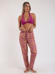 Admas Spodnie w kolorze różowo-zielonym rozmiar: M. Różowe spodnie materiałowe Admas, na co dzień, m, bez wzorów, z bawełny. Za 43.99 zł.