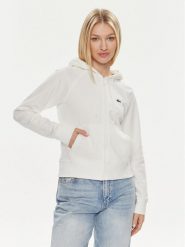 Lacoste Bluza SF9213 Biały Regular Fit. Białe bluzy Lacoste, bez wzorów, z bawełny, bez kaptura. Za 379.99 zł.