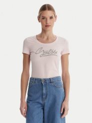 Guess T-Shirt W6RI24 J1314 Różowy Regular Fit. Czerwone t-shirty Guess, xl, z aplikacjami, z bawełny, bez kołnierzyka, bez ramiączek. Za 179.99 zł.