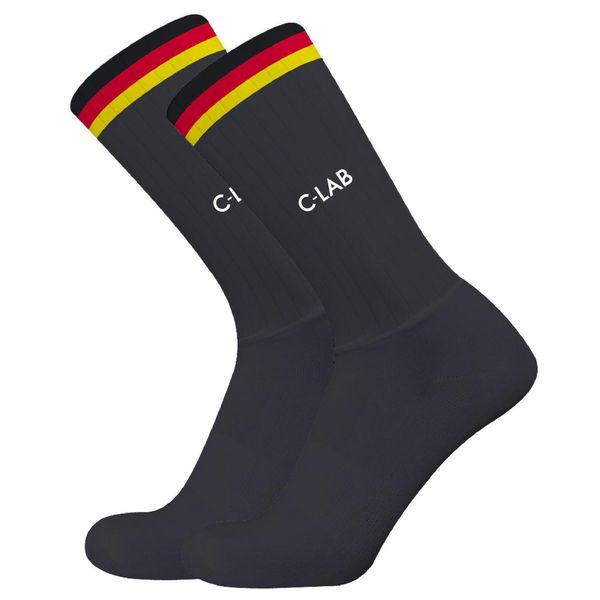 Aerodynamiczne Skarpetki rowery szosowe Rafale - DE. Czarne skarpety C-LAB, bez wzorów. W wyprzedaży za 124.58 zł.