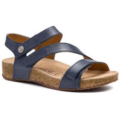 Sandały Josef Seibel. Niebieskie sandały Josef Seibel, bez wzorów, bez obcasa, na płaskiej podeszwie, bez zapięcia. Za 389.99 zł.