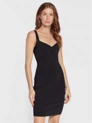 Guess Sukienka dzianinowa Mirage Anise W2YK0C Z2XY0 Czarny Slim Fit. Czarne sukienki Guess, xs, z aplikacjami, z dzianiny, bez kołnierzyka, bez ramiączek. Za 329.99 zł.