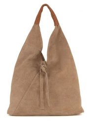 Mila Blu Skórzana torebka "Mirtillo" w kolorze beżowym - 39 x 34 x 8 cm rozmiar: onesize. Brązowe torby na ramię Mila Blu, bez wzorów, z materiału, na ramię, bez dodatków. Za 202.50 zł.