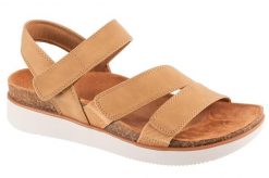 Sandały damskie, Lifted Comfort. Brązowe sandały Skechers, bez wzorów, z materiału, sportowe, bez obcasa, bez zapięcia. Za 189.99 zł.