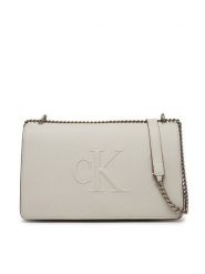 Calvin Klein Jeans Torebka Sculpted Ew Flap25 Shoulder Bag LV04K3035G Biały. Białe torebki klasyczne Calvin Klein Jeans, bez wzorów, z jeansu, bez dodatków. Za 329.99 zł.