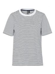 Pieces Koszulka "Pcria" w kolorze biało-granatowym rozmiar: M. Białe bluzki Pieces, m, bez wzorów, z bawełny, bez kołnierzyka, bez ramiączek. Za 62.03 zł.