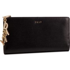 Duży Portfel Damski DKNY - R9153A62 Blk/Gold BGD. Czarne portfele DKNY, bez wzorów, ze skóry. W wyprzedaży za 329.00 zł.