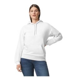 Bluza Z Kapturem Dla Dorosłych Unisex Softstyle Plain Fleece Midweight. Białe bluzy GILDAN, m, bez wzorów, z bawełny, z kapturem. Za 121.99 zł.