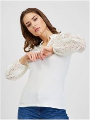 Orsay Bluzka w kolorze białym rozmiar: S. Białe bluzki Orsay, s, bez wzorów, z koronki, bez kołnierzyka, bez ramiączek. Za 56.93 zł.