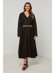 Fleur de Lin Sukienka w kolorze czarnym rozmiar: XXL. Czarne sukienki Fleur de Lin, xxl, bez wzorów, ze lnu, bez kołnierzyka, bez ramiączek, maxi. Za 254.74 zł.