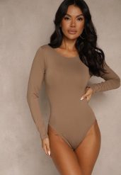 Brązowe Body o Dopasowanym Kroju Entila. Brązowe body Renee, l, bez wzorów, z jeansu. Za 69.99 zł.