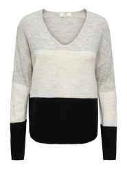 JDY Sweter "Elanora" w kolorze czarno-kremowo-szarym rozmiar: L. Brązowe swetry JDY, l, bez wzorów, bez ramiączek. Za 109.95 zł.