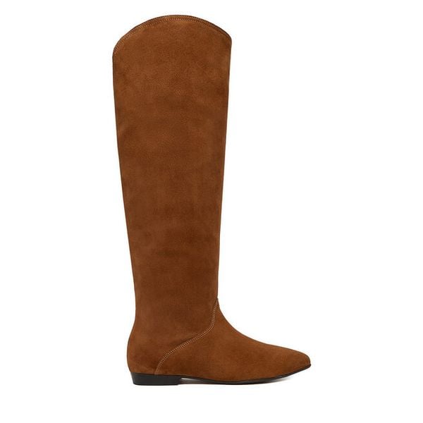 Kozaki Badura. Brązowe kozaki Badura, bez obcasa, na płaskiej podeszwie, bez zapięcia. Za 579.99 zł.