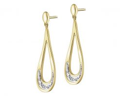 Kolczyki z żółtego złota z diamentami - 0,01 ct - próba 375. Żółte kolczyki Apart, z diamentem, złote. W wyprzedaży za 903.00 zł.