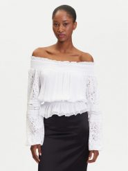 Guess Bluzka W5GH0S WE550 Biały Regular Fit. Białe bluzki Guess, s, z aplikacjami, z wiskozy, bez kołnierzyka, bez ramiączek. Za 465.50 zł.
