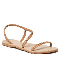 Sandały Manebi. Brązowe sandały Manebi, bez wzorów, bez obcasa, na płaskiej podeszwie, bez zapięcia. Za 489.99 zł.