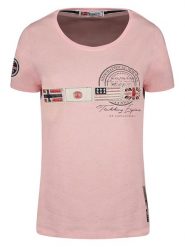 Geographical Norway Koszulka "Jorama" w kolorze jasnoróżowym rozmiar: M. Różowe bluzki Geographical Norway, m, bez wzorów, z bawełny, bez kołnierzyka, bez ramiączek. Za 48.39 zł.