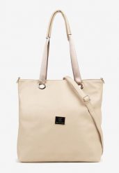 Ciemnobeżowa Torebka Typu Shopperka Ozdobiona Metalicznymi Aplikacjami Gonevia. Brązowe shopper Renee, z aplikacjami, biznesowe, małe, bez dodatków. Za 129.99 zł.