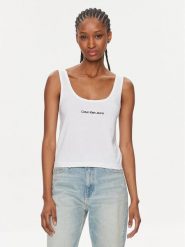 Calvin Klein Jeans Top Institutional J20J221064 Biały Slim Fit. Białe topy Calvin Klein Jeans, xl, bez wzorów, z bawełny, bez kołnierzyka, bez ramiączek. Za 79.99 zł.